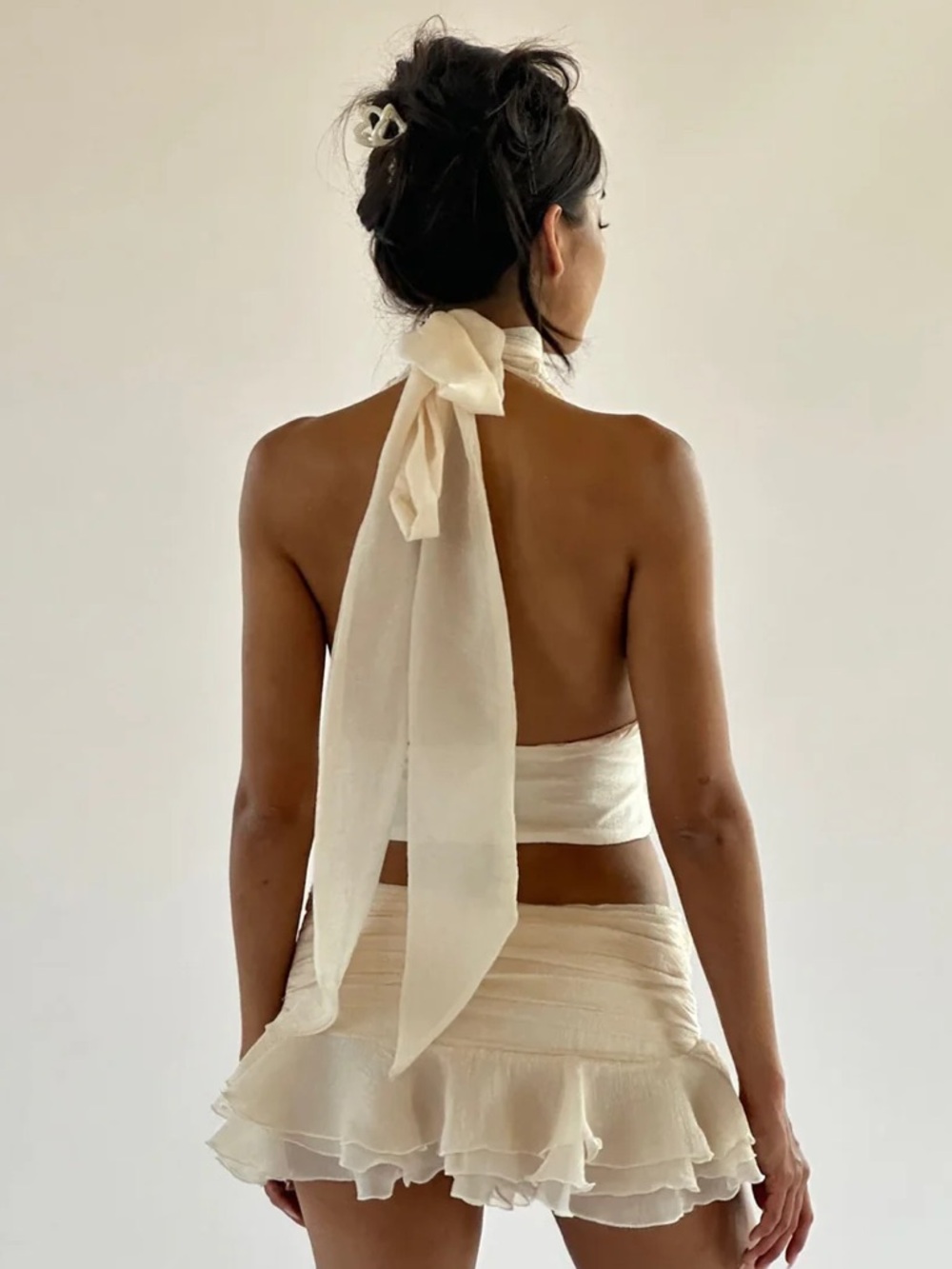 BELINDA HALTER TOP - IVORY - Picture 3 of 11